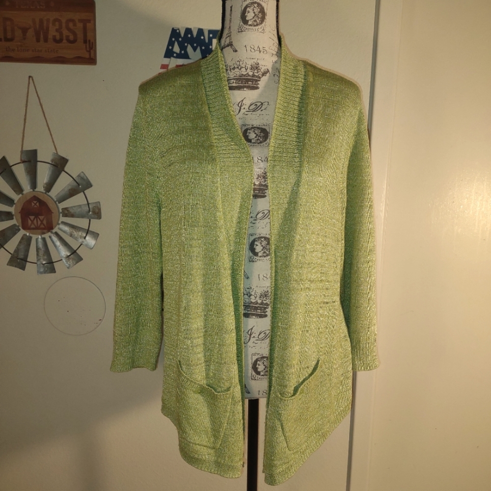 "Amber Sun" women's XL, Cardigan knit sweater, green